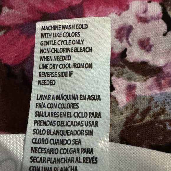 Just Be XL Shirt Top Black Pink Floral Short Sleeve Criss Cross V Neck Stretch - Picture 6 of 6